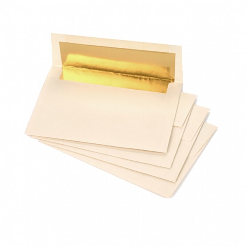 Customized product、Custom printed wedding invitation packaging gold inside self seal paper envelope