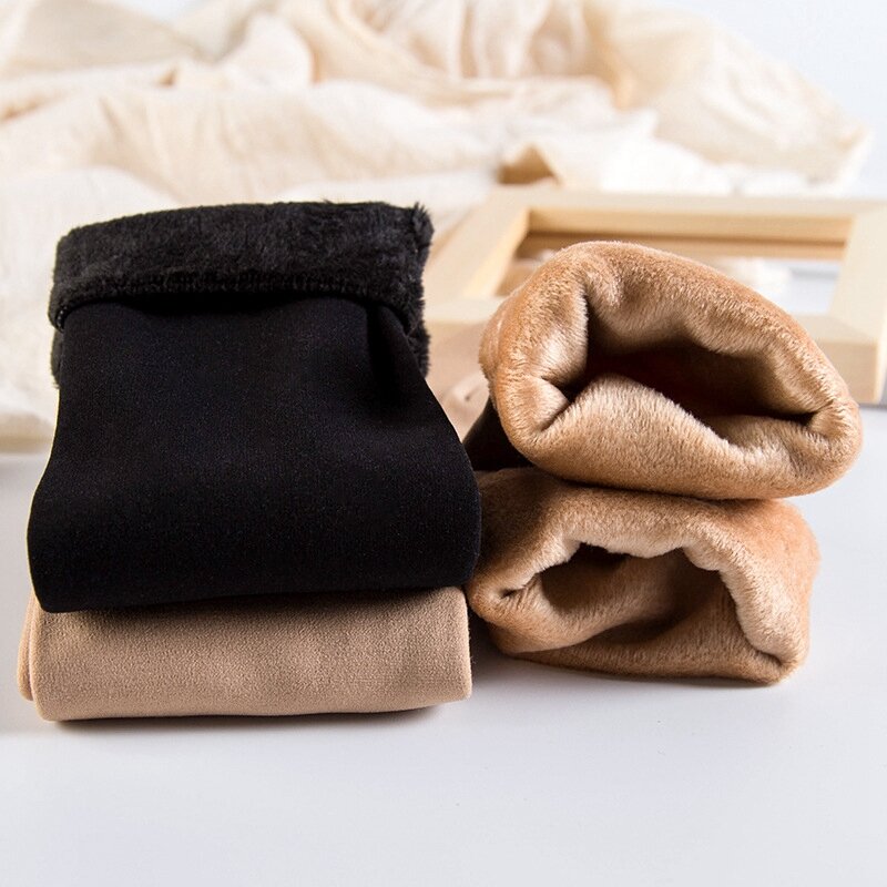 Plus กำมะหยี่หนาหนาหิมะถุงเท้าสำหรับสตรีฤดูใบไม้ร่วงและฤดูหนาวสไตล์ Warm Bare ขา Artifact ในหลอดถุงเท้า