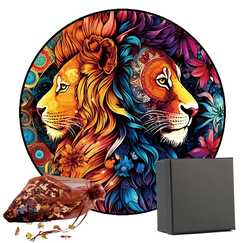 Top Quality 3D Jigsaw Wooden Puzzles Lion Animal Shape Card Adults Kid Toys Gifts Family Puzzle Game Home Decoration