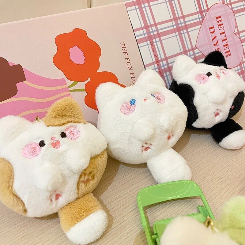 Porte-clés en peluche de chat à queue étrange, pendentif de sac, animal de dessin animé Kawaii, jouets en peluche doux, cadeau mignon, 12cm