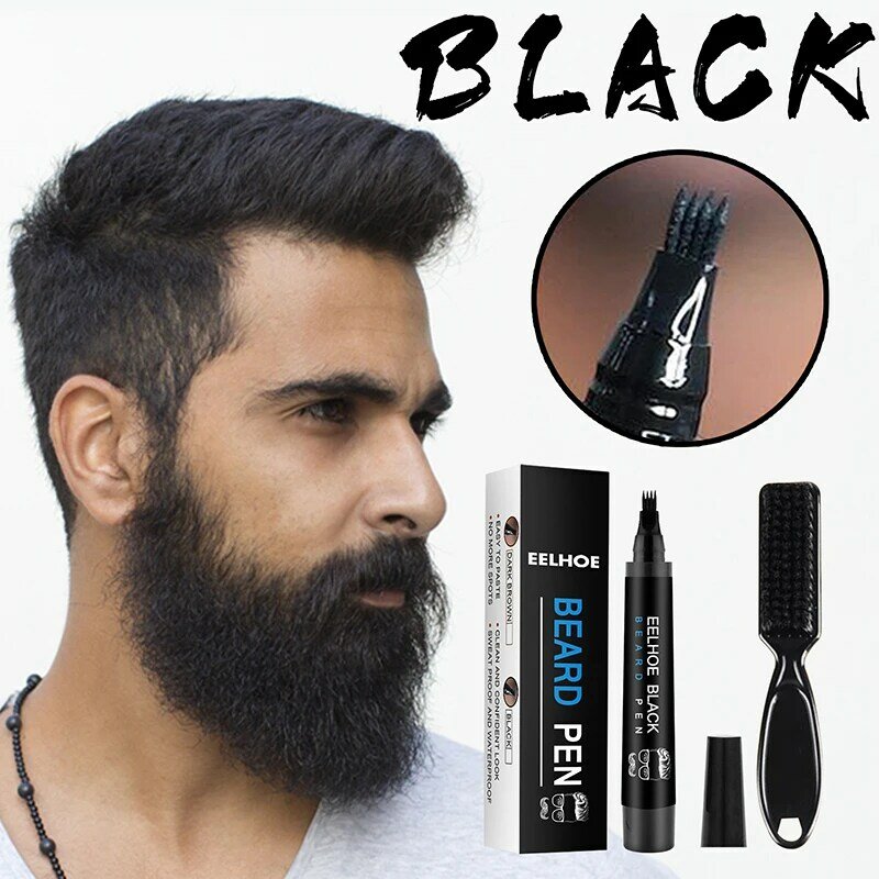 Wodoodporna broda pióro wypełniacz do brody ołówek i szczotka do wzmacniacza brody trwała naprawa wąsów kolorowanie narzędzia do modelowania włosów dla mężczyzn