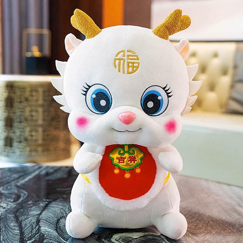 Pluszowe smocze maskotki chińskie tradycyjne krótkie pluszowe smocze lalki PP bawełniane zabawki zodiaku przyjazne dla skóry do salonu