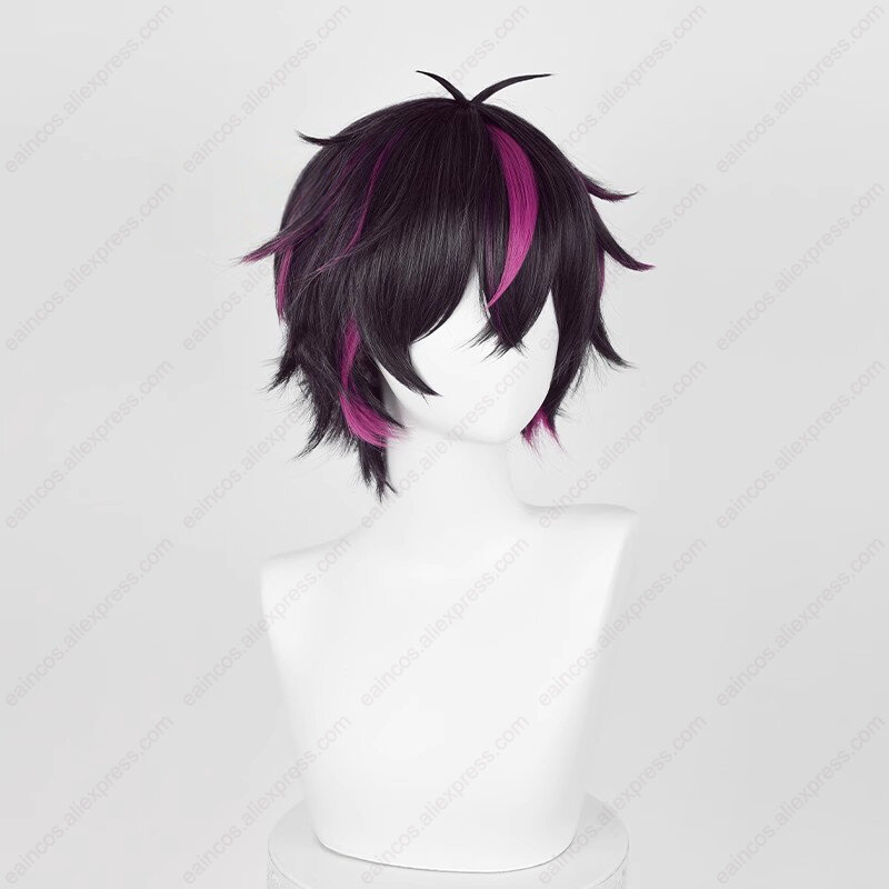 Kurode-perucas de cabelo sintético cor mista, Kuromi Knight Cosplay Wig, resistente ao calor, festa de Halloween, dramatização, 30cm