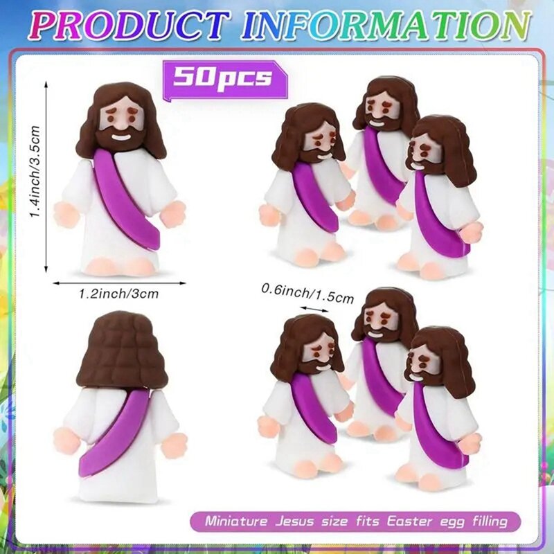18 Pcs Jesus Toys Easter Design Mini Rubber Jesus Figurine To Hide And Seek Religious Party Favors Sunday