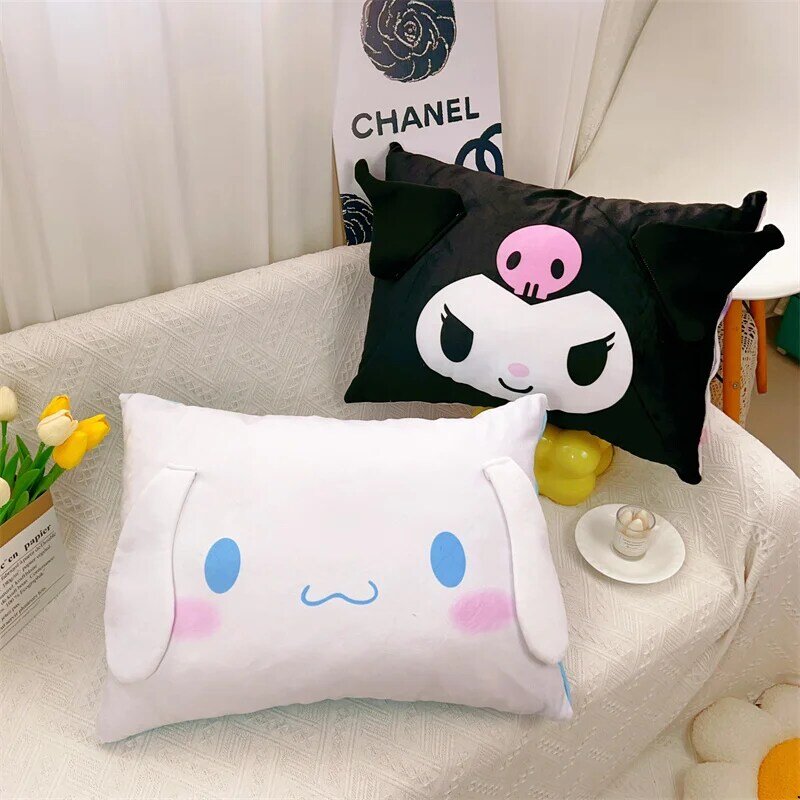 Sanrio Cartoon Pillowcase Kuromi My Melody Cinnamoroll Back Cushion Cover High Quality Japanese Style Sleeping Pillow Case Girl