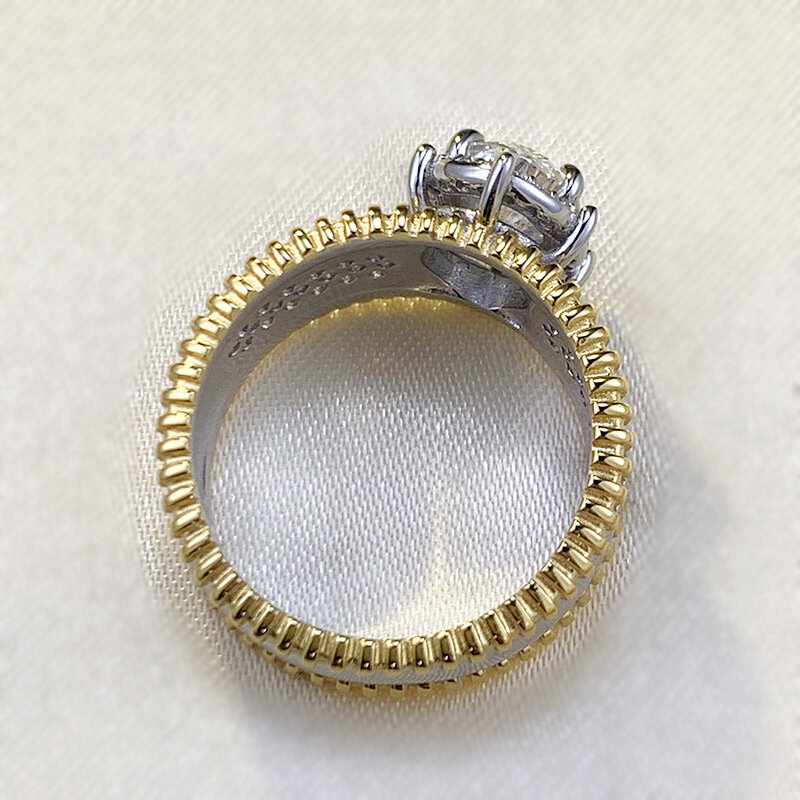 2024 S925 cincin perak Plating dibagi emas 6*8 Oval emas Plating untuk kekayaan, High end Fashion cincin untuk wanita