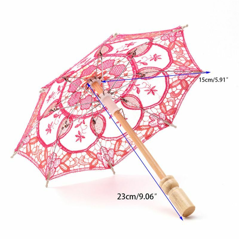 15 سم مظلة شمسية مطرزة بالدانتيل لحفلات الزفاف الديكور المطرزة مظلة دانتيل 5 ألوان إلى
