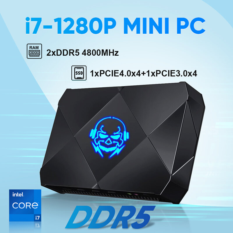 Mini PC Intel Core i7, 12Th Gen, i7-1255U, i5-1240P, Windows 11 Pro, pequenos computadores desktop, suporte de torre, exibição tripla, 4K, 12Th