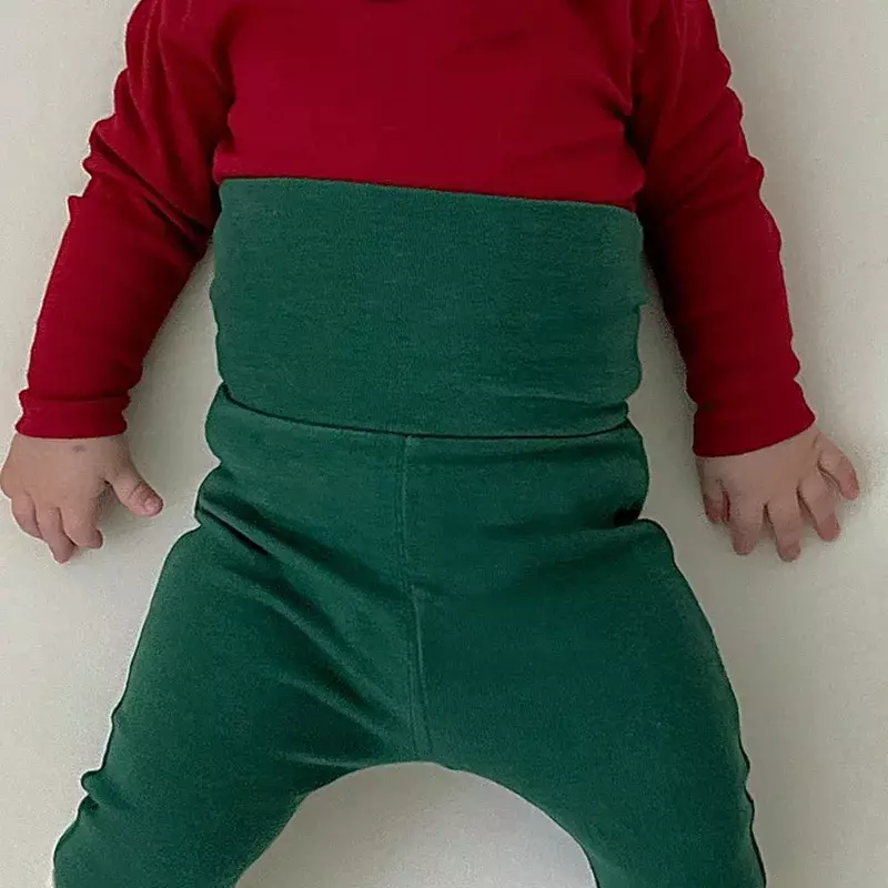 Bodysuits de Natal de manga comprida para meninos e meninas, conjunto de roupas fofas infantis, bodysuit, calças e chapéu, terno 3pcs, novo, 2024