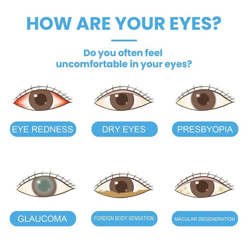 قطرات العين لاستعادة الرؤية بعد طول النظر الشيخوخي ، تنظيف تدليك العينين ، إزالة الحكة ، العناية بالإرهاق ، تخفيف إزعاج العين ، الاسترخاء R6T9 ، 10