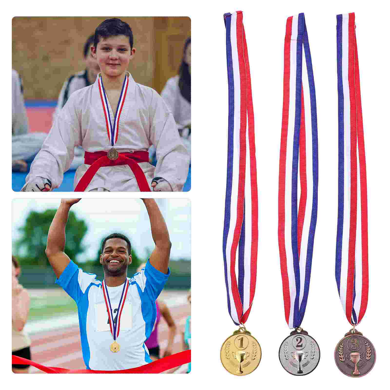 Sports ieger Sports ieger Auszeichnungen mit Band riemen Wettbewerbs medaille Auszeichnung Gold Silber Bronze Wettkampf medaille Award Schule