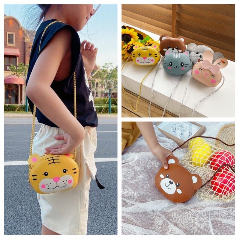 Cute Cartoon Animal Messenger Bag para crianças, coelho, gato, urso, criança, item portátil ao ar livre do bebê, saco de armazenamento, menino, menina, 1 pc