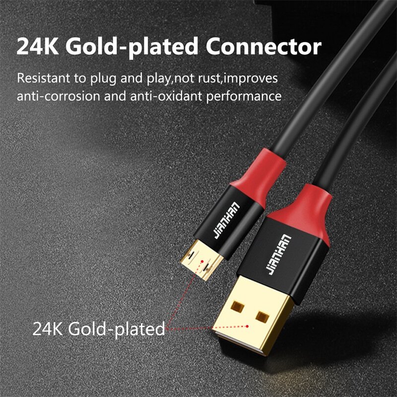 JianHan Micro USB kabel odwracalny 3A szybkie ładowanie dla Samsung Xiaomi HTC LG Andriod USB ładowarka kabel danych kabel telefonu komórkowego