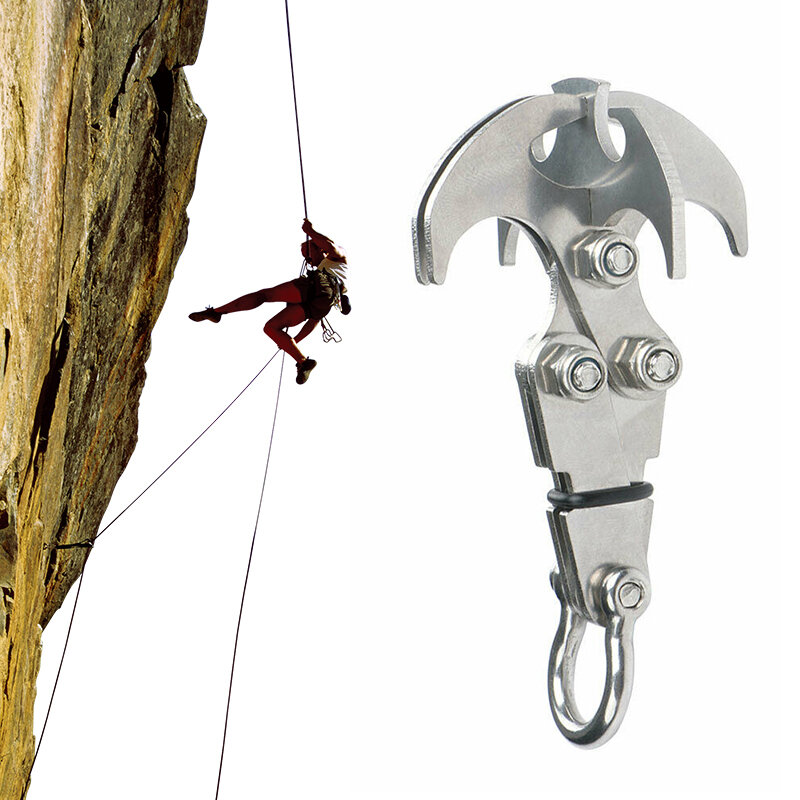 Multifunções em aço inoxidável dobrável Grappling Climbing Claw Outdoor Survival Gravity Hook Traction Rescue Tool