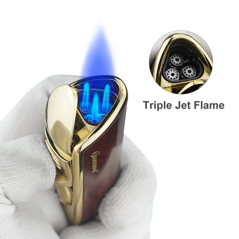 GUEVARA metalowa wiatroodporna Mini kieszeń zapalniczka do cygar 3 Jet niebieski płomień zapalniczki z cygarowym dziurkaczem