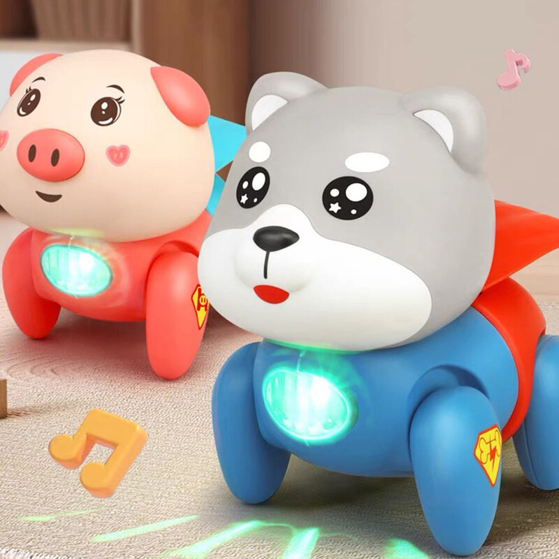 Brinquedo elétrico Dog Pig com luz para crianças, Concert Walk, Will Call, Puzzle Rope, Interactive Pets Toys, presente de aniversário para bebê