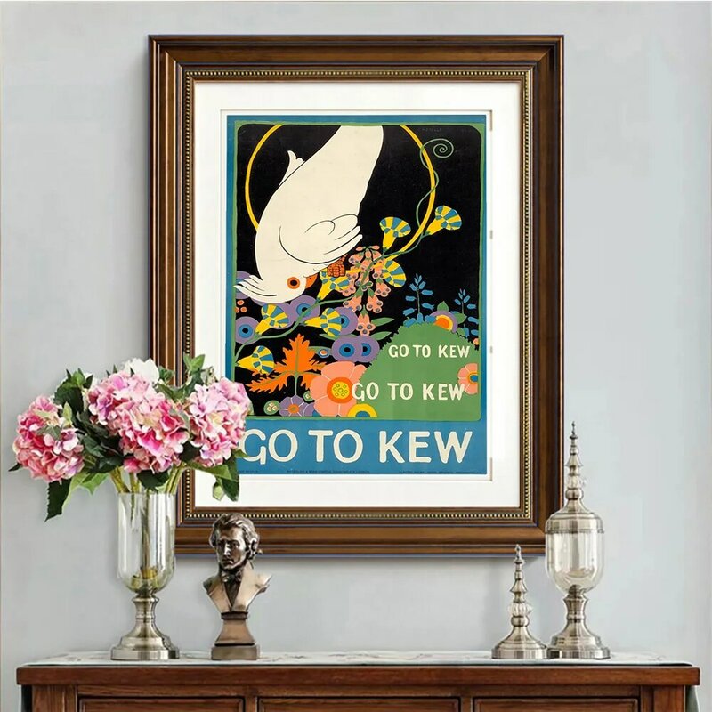 Póster de Kew Gardens, pegatinas de pared publicitarias con impresión artística Vintage, lienzo de flor de pájaro, decoración, 1915