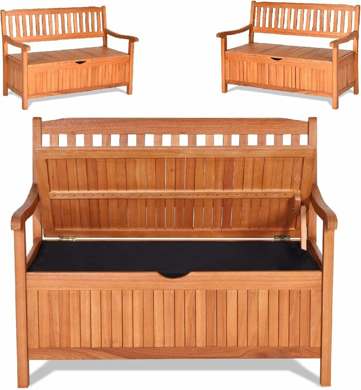 Składana ławka ogrodowa Patio, zewnętrzna ławka z siedziskiem z listew i wygodnym podłokietnikiem, 2-osobowa ławka na Patio, składana weranda