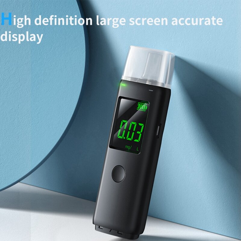เครื่องวัดปริมาณอัลกอฮอล์จากลมหายใจดิจิตอล LCD แบบมืออาชีพสำหรับการขับขี่เมาแล้วขับ