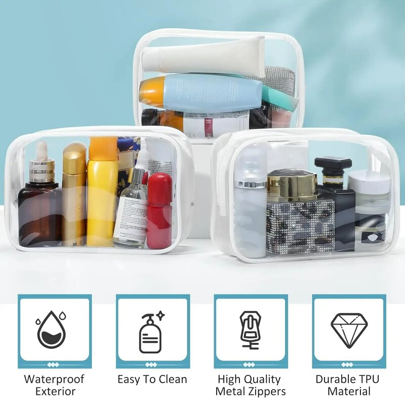 1/12pcs Transparent PVC Storage Travel Organizer Clear Makeup Bag Beautician Cosmetic Bag Beauty Case Toiletry Bag Wash Bags