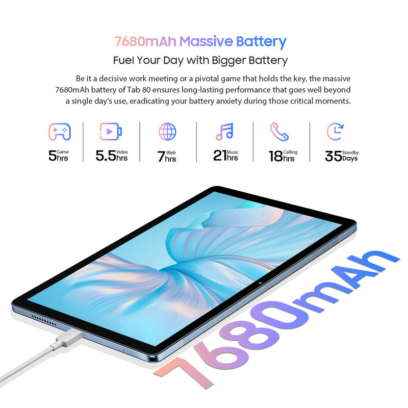 Blackview Tab 80 Tablet Android 13 8GB 128GB Display HD da 10.1 pollici T606 Octa Core 7680mAh 2.4G/5G WiFi 13MP fotocamera posteriore tablet 4G