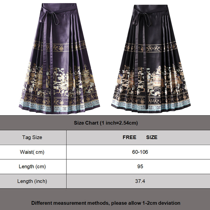 Birthday Cosplay Horse Face Skirt Half Skirt Chinese Classical Style Free Size Medium Elasticity Printed Salute Hanfu