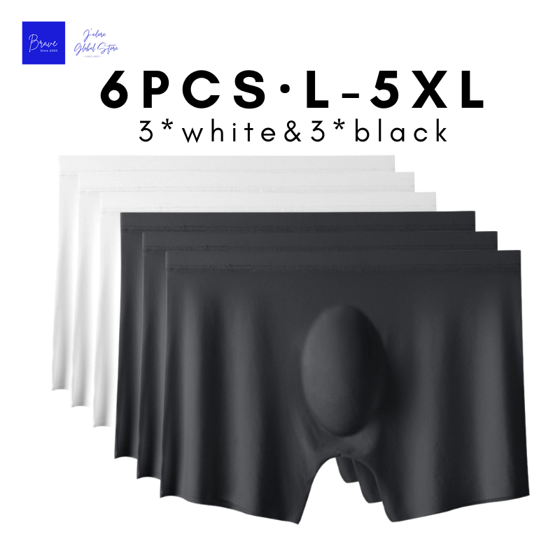 6Pcs Mens Boxers Ice Silk Men Panties Seamless Sexy Underwear Man Underpants Panties Male Ultra-thin Breathable Briefs Quick Dry