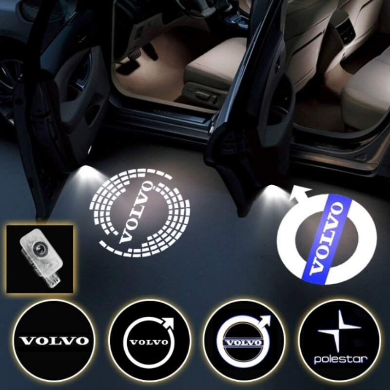 Lumière de bienvenue de porte de voiture à LED, budgétaire de logo, lumière d'ombre fantôme, accessoires automobiles, Volvo V40, V60, V90, XC40, XC60, XC90, S60, S90, 2 pièces