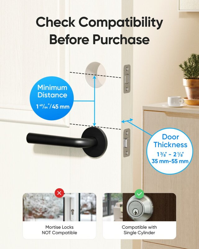 eufy Security Smart Lock C220 Fingerprint Keyless Entry Door Lock Built-in Wi-Fi App Remote Control Front Door Smart Lock