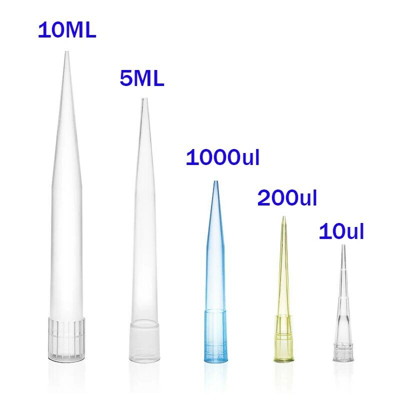 Puntas de pipeta de laboratorio, 10UL, 200UL, 1000UL, 5ML, 10ML, puntas de pipeta de plástico desechables, equipo de experimentos científicos