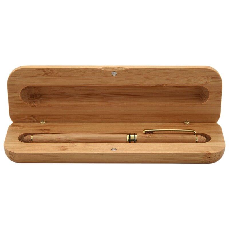 Caneta-tinteiro de bambu vintage com caixa, canetas elegantes, presentes do negócio, marca de luxo, escritório