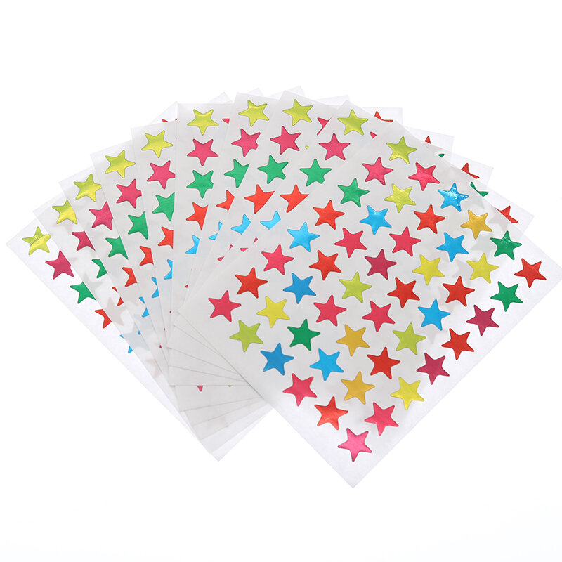 10 pezzi di molte stelle per bambini placcati in oro/argento ricompensa madre insegnante etichetta di lode stella a cinque punte amore rosa Sticker