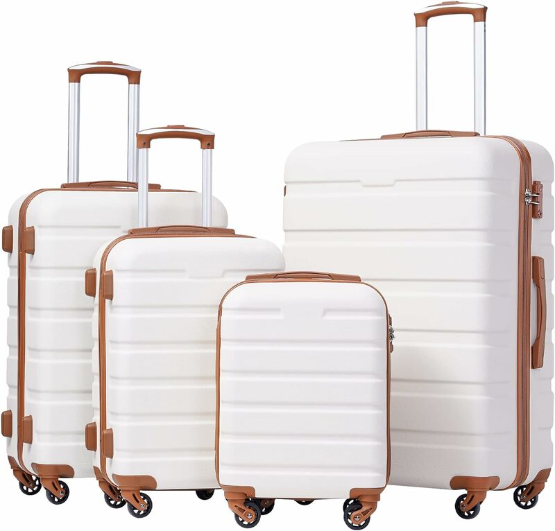 Coolife-ハードシェルラゲッジスーツケース、軽量tsaロック、4ピースセット