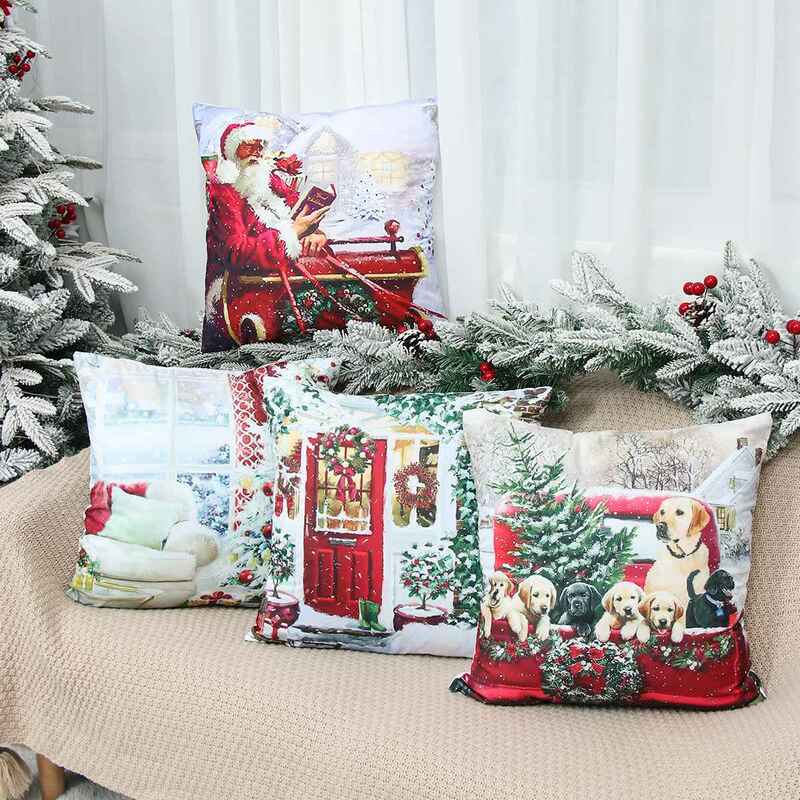 Juste de Coussin de Noël, Décorations pour la Maison, Taie d'Oreiller Ornementale, Cadeaux de Nouvel An 2024, 2025