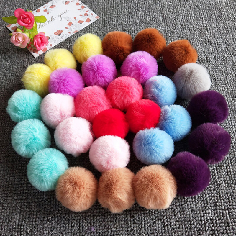 5PCS Fluffy Plush Balls 4/5cm Faux Fur Pompom For DIY Ring Keychain Shoes Hats Pom Pom Sewing Crafts Accessories Material