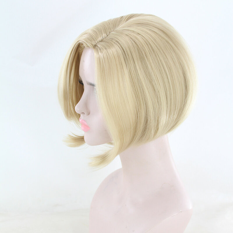 Light Golden Synthetic Wigs Short Straight Bob Hair Wig For Women Party Cosplay Daily Natural Wigs High Temperature Fiber