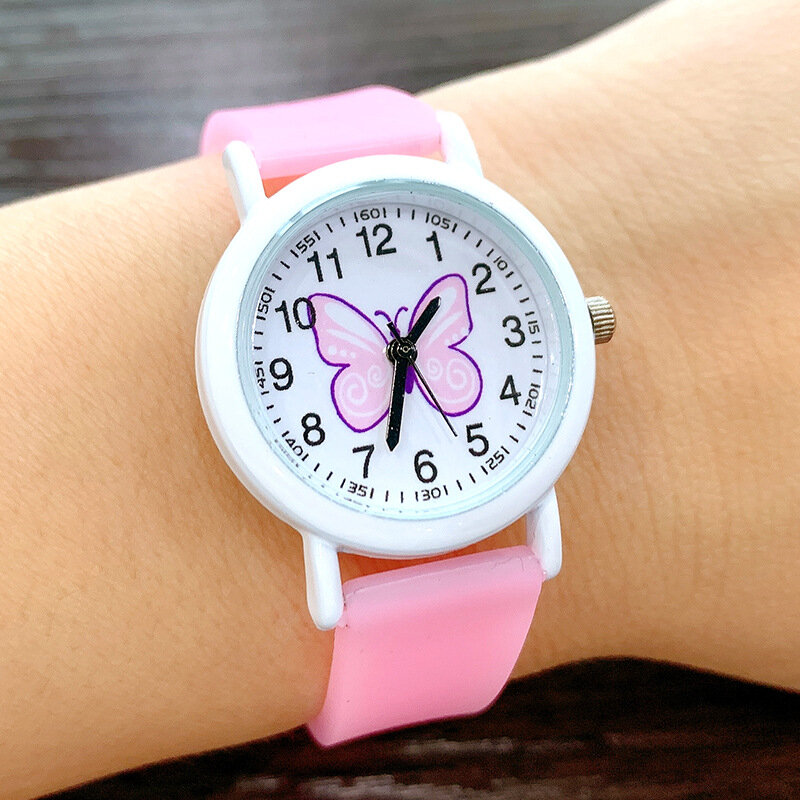 2023 야광 실리콘 나비 어린이 시계 소녀 형광 젤리 방수 쿼츠 시계, 도매 신제품