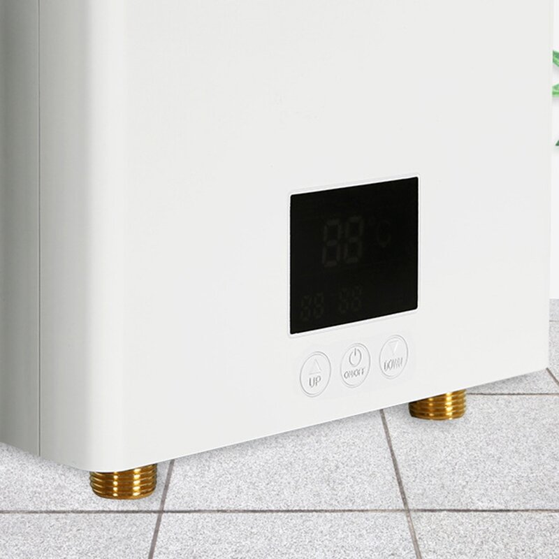 Pemanas Air listrik ติดผนังห้องน้ำห้องครัวเครื่องทำน้ำอุ่น110V 220V ปลั๊ก EU สีขาวพร้อมจอแสดงผล LCD เครื่องทำน้ำอุ่น
