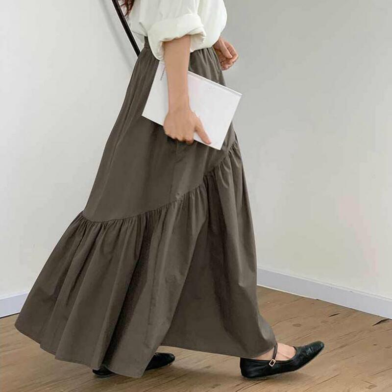 Falda plisada ondulada Vintage, moda coreana Harajuku Grunge, Falda larga de cintura alta, Falda Midi de cintura elástica para ir al trabajo, Verano