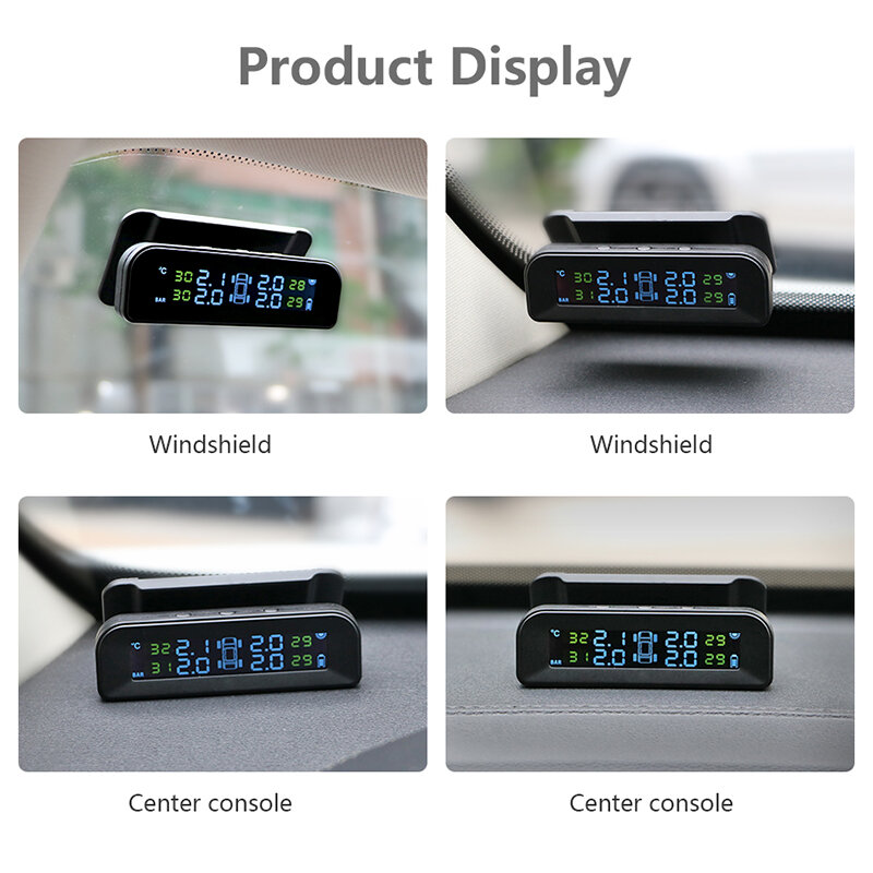 Jansite TPMS Car Tire Pressure Alarm Monitor System Real-time Display Attached to glass wireless Solar power tpms with 4 sensors