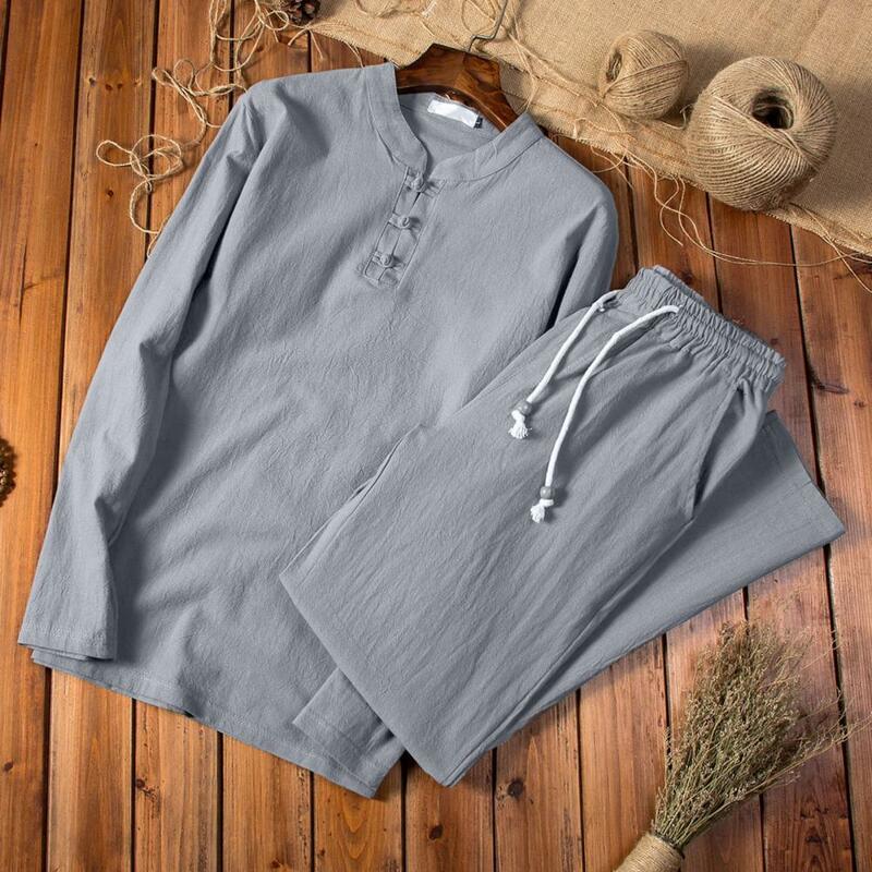 (Рубашка + брюки), осень 2024, модная мужская рубашка, весна, мужские рубашки из хлопка и льна, мужские повседневные рубашки с длинным рукавом для мужчин