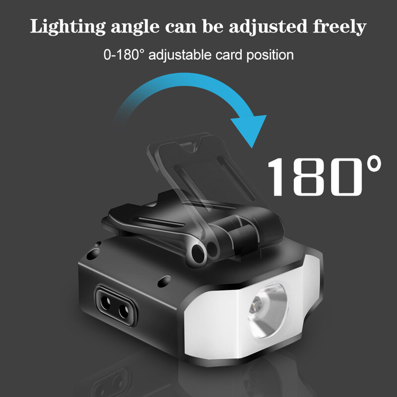 Mini lampe frontale à LED COB avec capteur, 1 pièce, lampe torche, casquette, lumière à clipser, Portable, Camping en plein air
