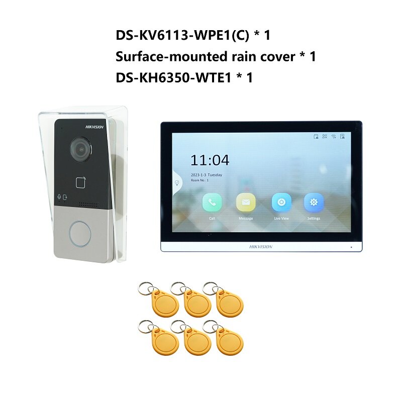 Hikvision mehrsprachiges 802.11af Poe Video Intercom Kit, inklusive DS-KV6113-WPE1 (c) & DS-KH6350-WTE1 & Poe Switch