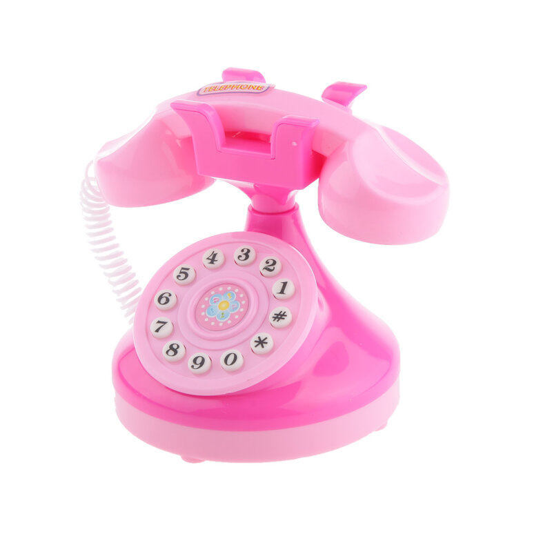 Plástico Eletrônico Vintage Telefone para Crianças, Pretend Play, Brinquedo Educativo Precoce, Presente de Aniversário, Fixo