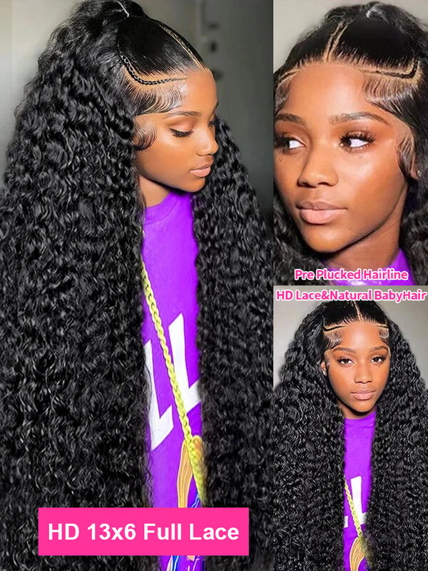 CEXXY Deep Wave Frontal Wig 13x6 Hd Lace Peruvian Curly Glueless Wig Human Hair 13x4 Water Wave Human Hair Wigs 30 36 40Inches