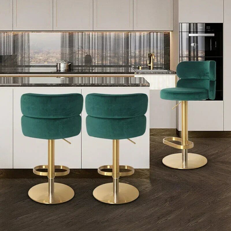Nordic Design Bar Chair Breakfast Luxury Bar Lifting Adjustable Dinning Chair Soft Reception Bar Chairs White Salon Furniture