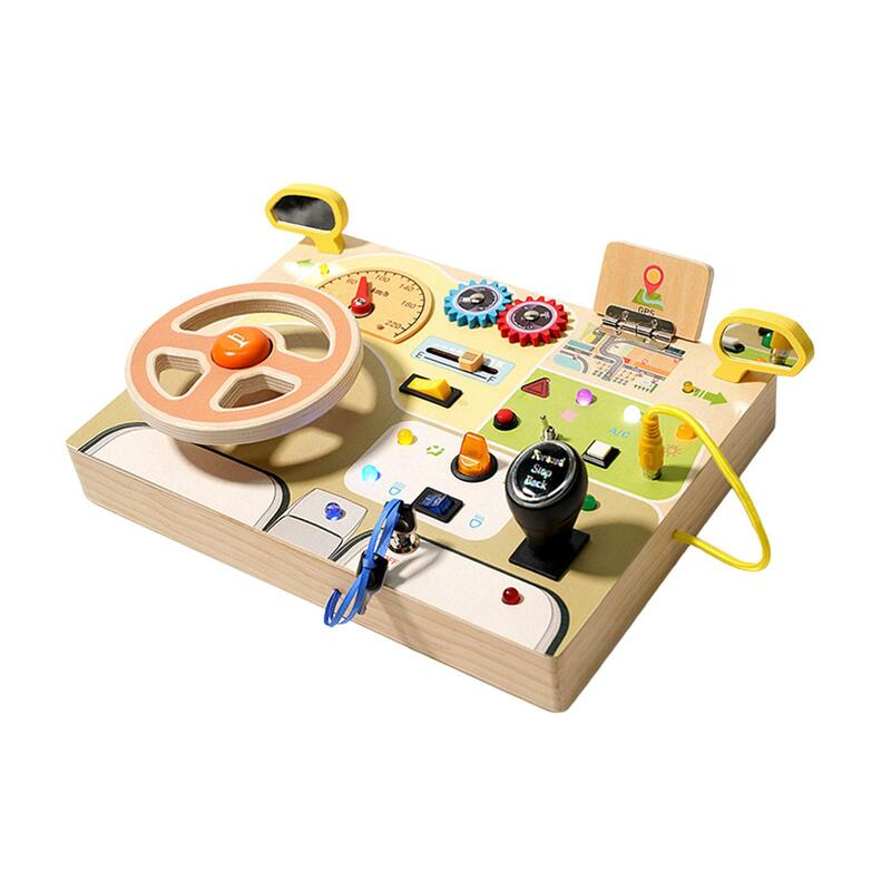 アナログステアリングホイール早期教育玩具、感覚玩具、3ライト、スイッチビジーボード、モンテッソーリおもちゃ、基本的なモータースキル