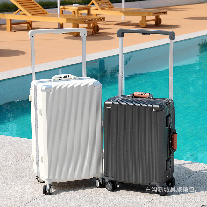 Luggage Aluminum Frame Female 20-Inch Boarding Bag Male 260000-Way Wheel Wide Trolley Suitcase Male 24 Large Capacity Password S