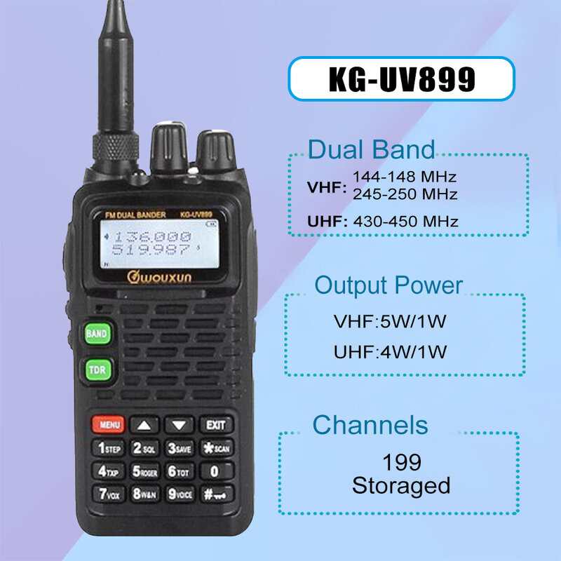 WOUXUN-Rádio Portátil para Amador, Dual Band, VHF, UHF, FM, KG-UV899, 2-Way