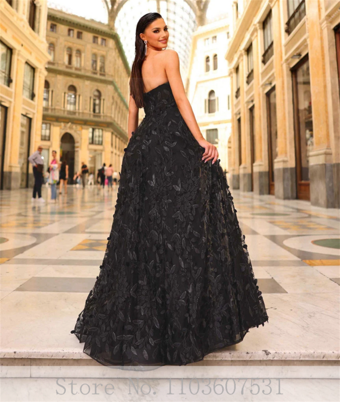 Elegant Sweetheart Collar Off the Shoulder Applique Lace Tulle Prom Dress for Women Backless Court A-line Prom Gown فستان الزفاف